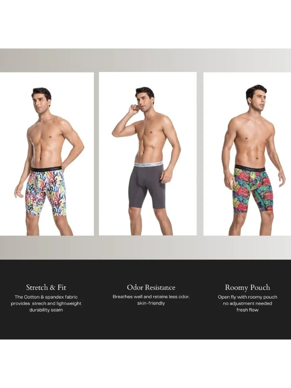 Men's Athletic Cotton Boxer Briefs Pack - Long Leg, Breathable